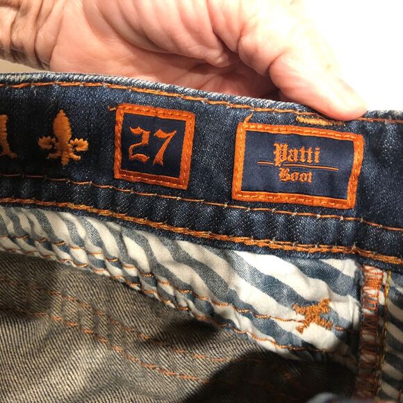 Rock Revival Jeans Womens Size 27" Waist Patti Boot Distressed Blue Flap Pockets - Picture 6 of 12